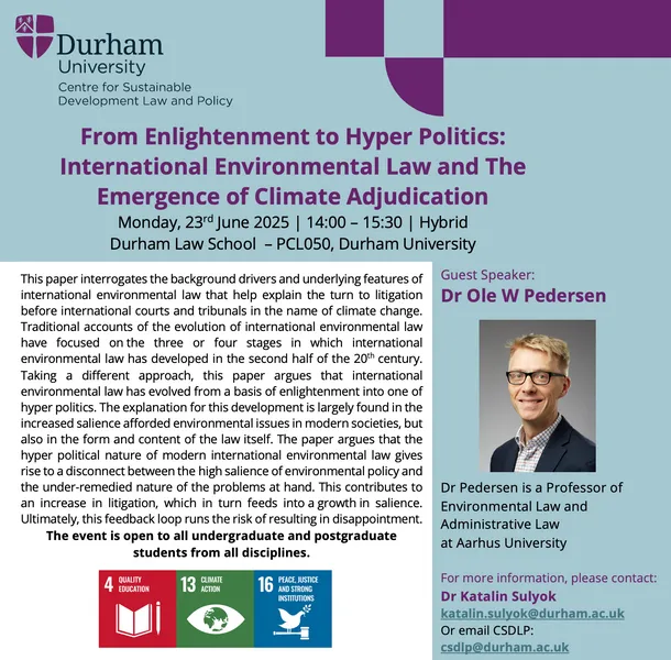 a blue flyer for an event with Dr Ole Pederson