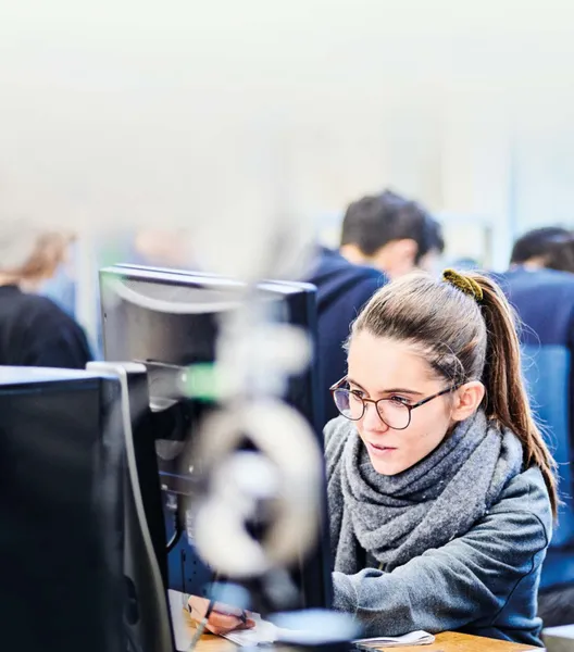 Student at computer